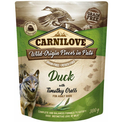 CARNILOVE Pate Duck with Timothy Grass 300 g konservi suņiem