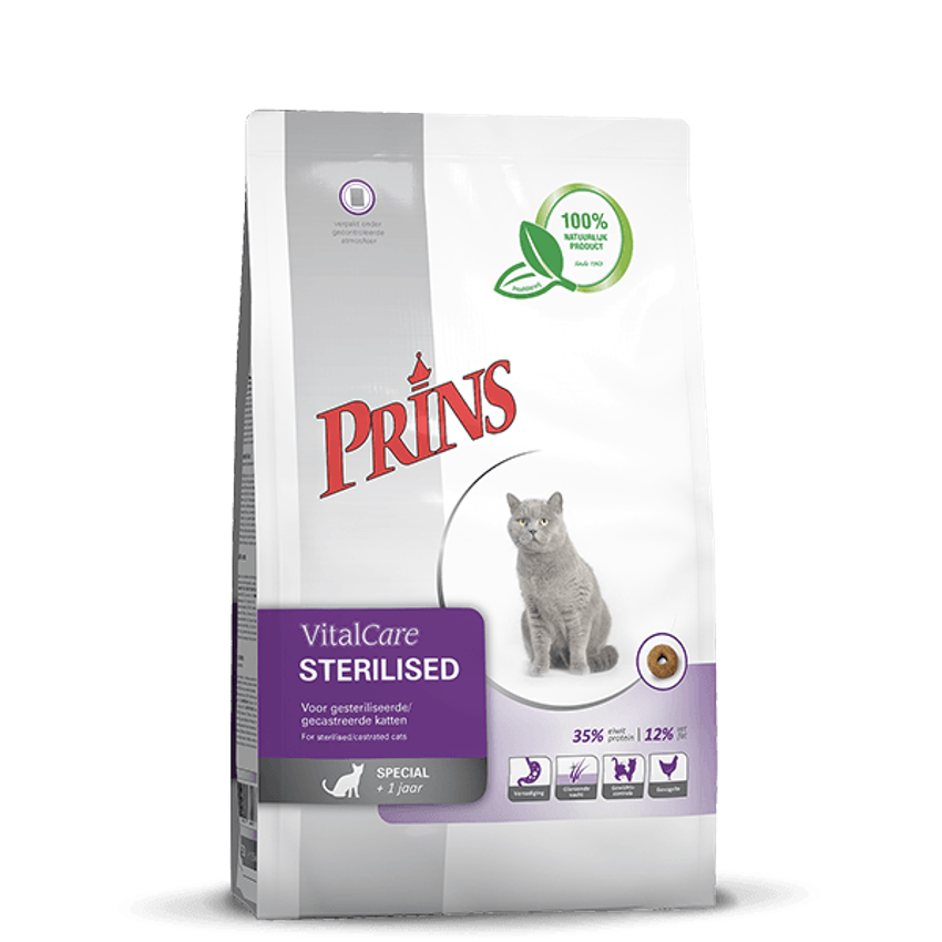 Prins VitalCare STERILISED Sausā Barība Sterilizētiem Kaķiem, ar cūkgaļu, 10kg