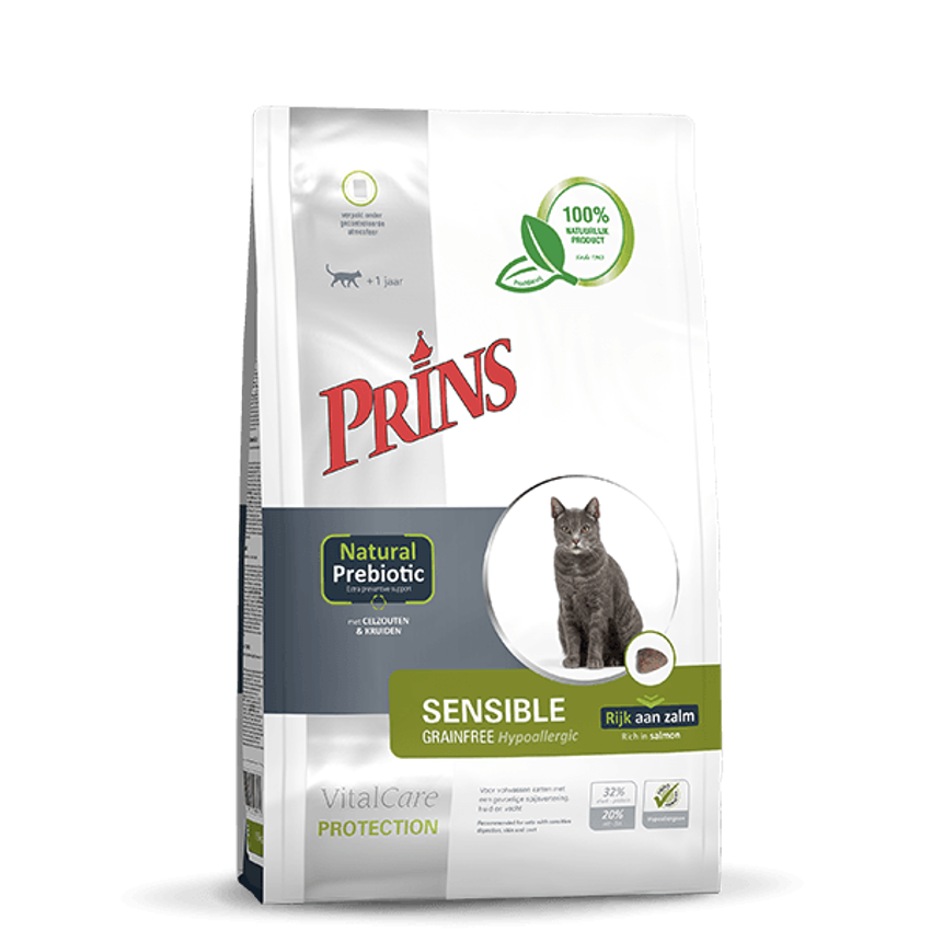 Prins VitalCare Protection SENSIBLE GRAINFREE Hypoallergic Sausā barība kaķiem jūtīgai gremošanas sistēmai ar mājputna gaļu, 5kg