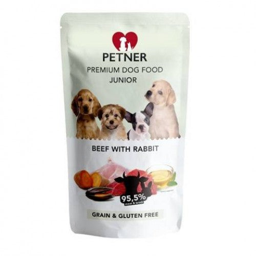 Petner Junior Wet Dog Food With Beef and Rabbit, 500g