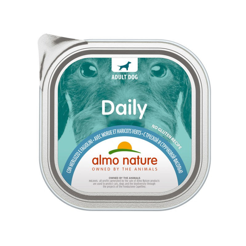 Almo Nature DAILY Nassfutterpastete für Hunde mit Kabeljau und grünen Bohnen, 300 g