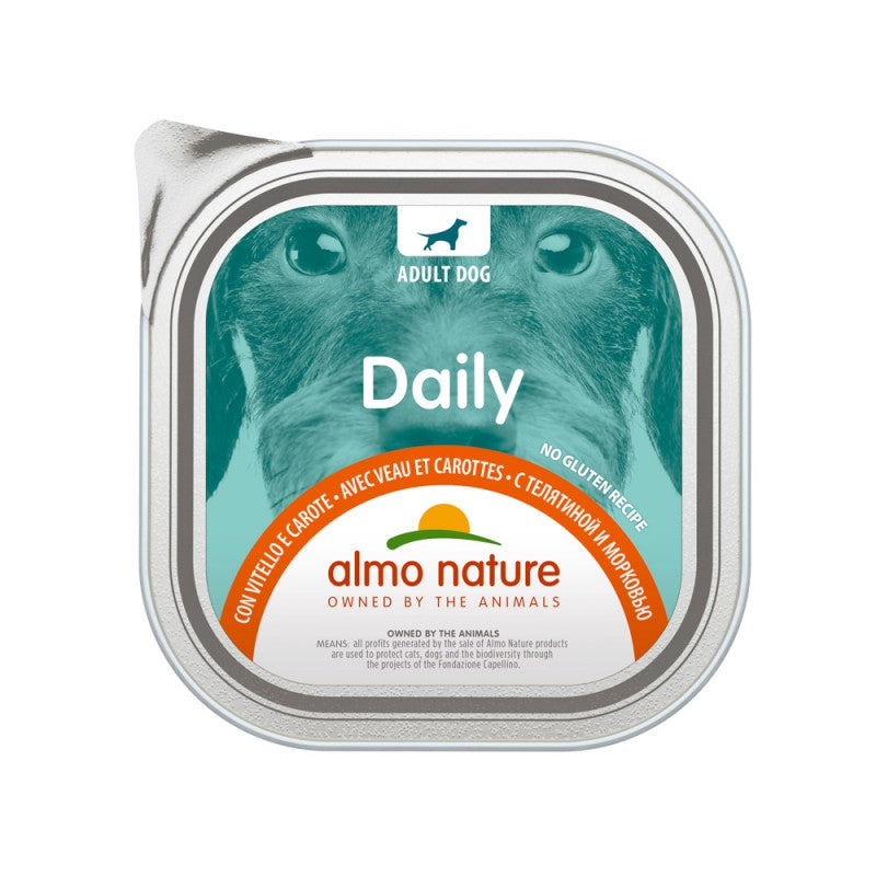Almo Nature Weet Dog Food Pate DAILY with Veal and Carrots, 300g