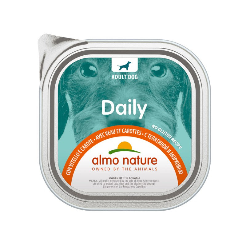 Almo Nature Weet Dog Food Pate DAILY with Veal and Carrots, 300g x 12