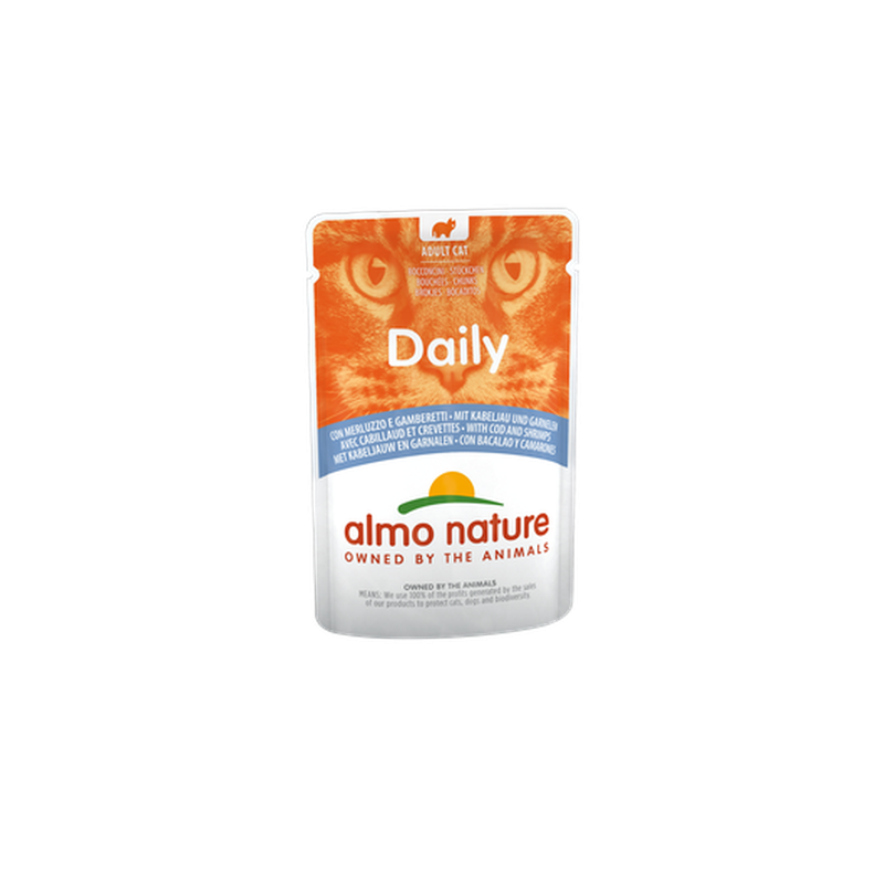 Almo Nature DAILY Wet Cat Food With Cod And Prawns, 70g