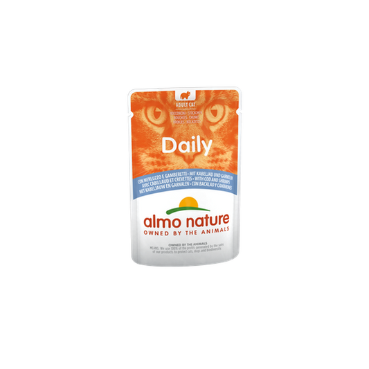 Almo Nature DAILY Wet Cat Food With Cod And Prawns, 70g