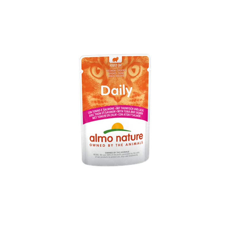 Almo Nature DAILY Mitrā barība kaķiem ar tunci un lasi, 70g