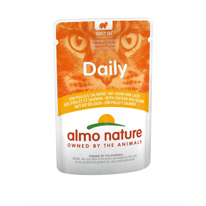 Almo Nature DAILY Mitrā barība kaķiem ar vistu un lasi, 70g