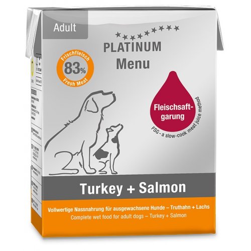 Platinum Menu Wet Dog Food With Salmon and Turkey, 375g