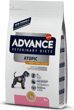 Advance Vet Dog Atopic Medium and Maxi Sausā suņu barība dermatozes gadījumā ar trusi, 3kg