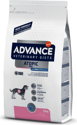 Advance Vet Dog Atopic Mini Sausā suņu barība dermatozes gadījumā ar foreli, 1,5kg