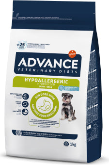 Advance Vet Dog Hypoallergenic Mini Sausā suņu barība alerģiju gadījumos, 1kg