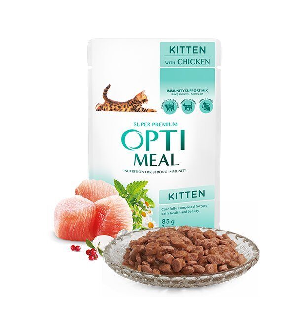 Optimeal Wet Kitten Food With Chicken, 85g