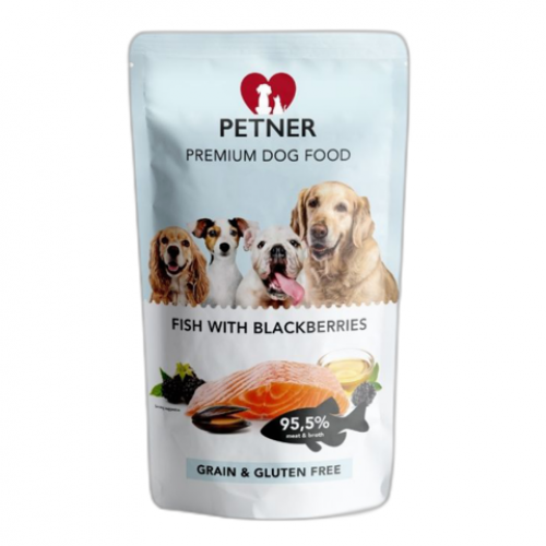 Petner Wet Dog Food With Fish and Blackberries, 470g