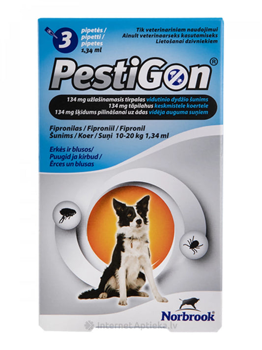 Norbrook Pestigon 134mg Antiparasitic Spot-on 1 Pipette For Medium Dogs, 10-20kg