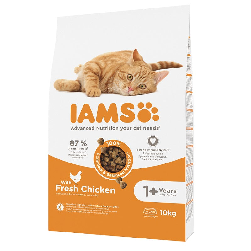 Iams Dry Cat Food Adult with Chicken, 10 kg