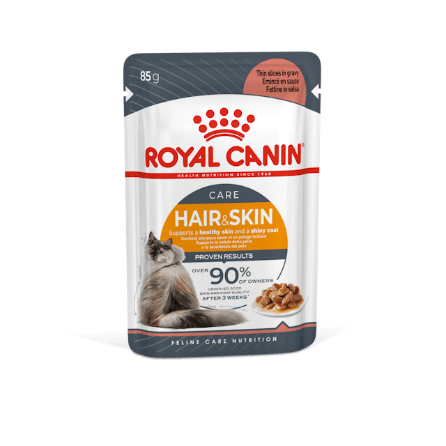 ROYAL CANIN® Hair & Skin Care Thin Slices In Gravy, Mitrā barība kaķiem ādai, spalvai, 85g