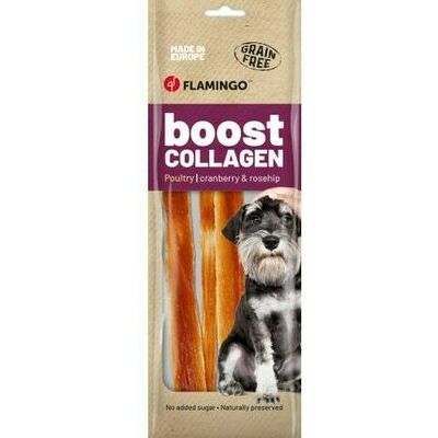 Flamingo gardumi suņiem Boost Strips with chicken & collagen 60 g