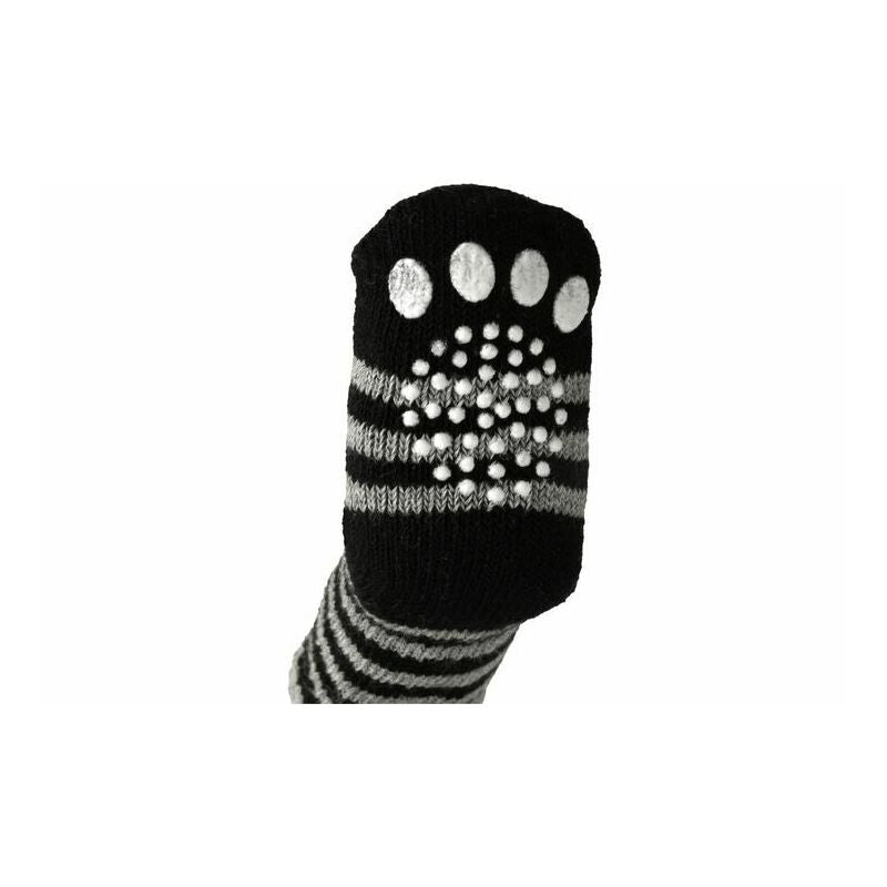 Flamingo Anti-Slip Socks for Dogs L 59*50mm BLACK/GREY, 4 pieces