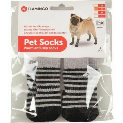 Flamingo Anti-Slip Socks for Dogs S 45x35mm BLACK/GREY, 4 pcs