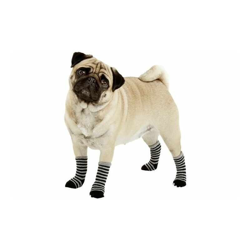 Flamingo Anti-Slip Socks for Dogs XS 39x28mm BLACK/GREY, 4 pcs