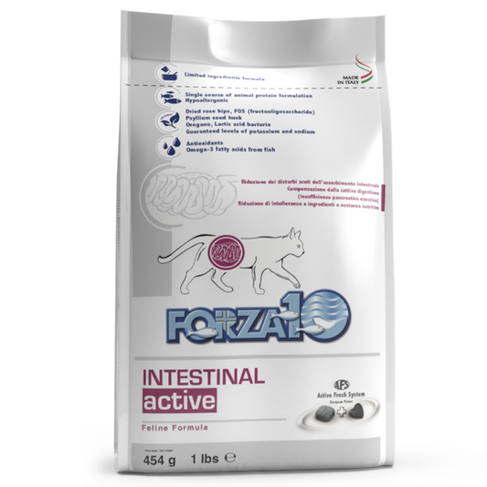 Forza10 Cat Intestinal Active Pilnvērtīga diētiskā barība kaķiem ar zivīm  gremošanas traktam, 1,5 kg 