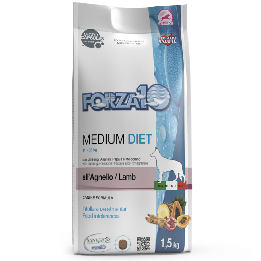 Forza10 Medium Adult Dog Diet Dry Food with Lamb, 12kg
