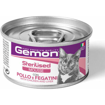 Gemon Cat mousse Sterilised with chicken and liver 85 g - konservi kaķiem