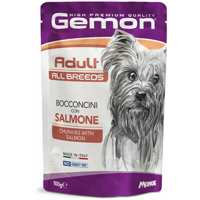 GEMON Dog pouches chunkies Adult with Salmon 100 g