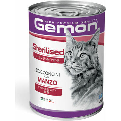 GEMON Wet Cat chunkies Sterilised Adult with beef 415 g