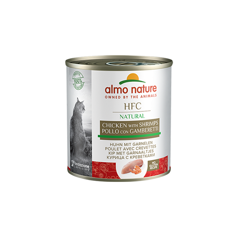 Almo Nature HFC Natural Mitrā barība kaķiem ar vistu un garnelēm, 280g