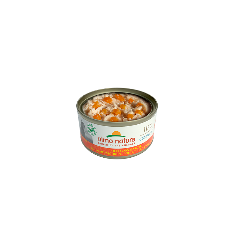 Almo Nature HFC COMPLETE Mitrā barība kaķiem ar vistu un burkāniem, 70g