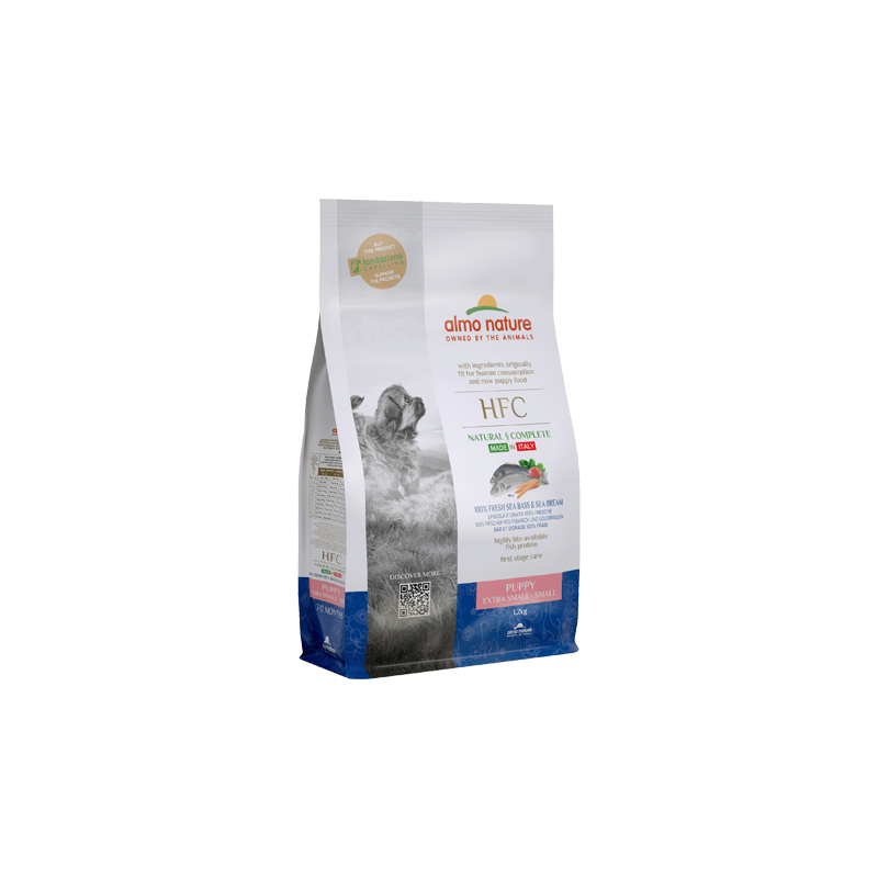 Almo Nature HFC PUPPY Dry Dog Food with Sea Bass and Sea Bream, for XS/S dogs, 1.2kg