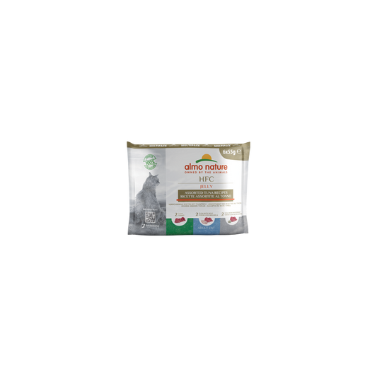 Almo Nature Jelly HFC Mitrā barība kaķiem Multipaka ar tunci, 6x55g