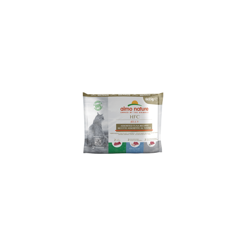 Almo Nature Jelly HFC Mitrā barība kaķiem Multipaka ar tunci, 6x55g