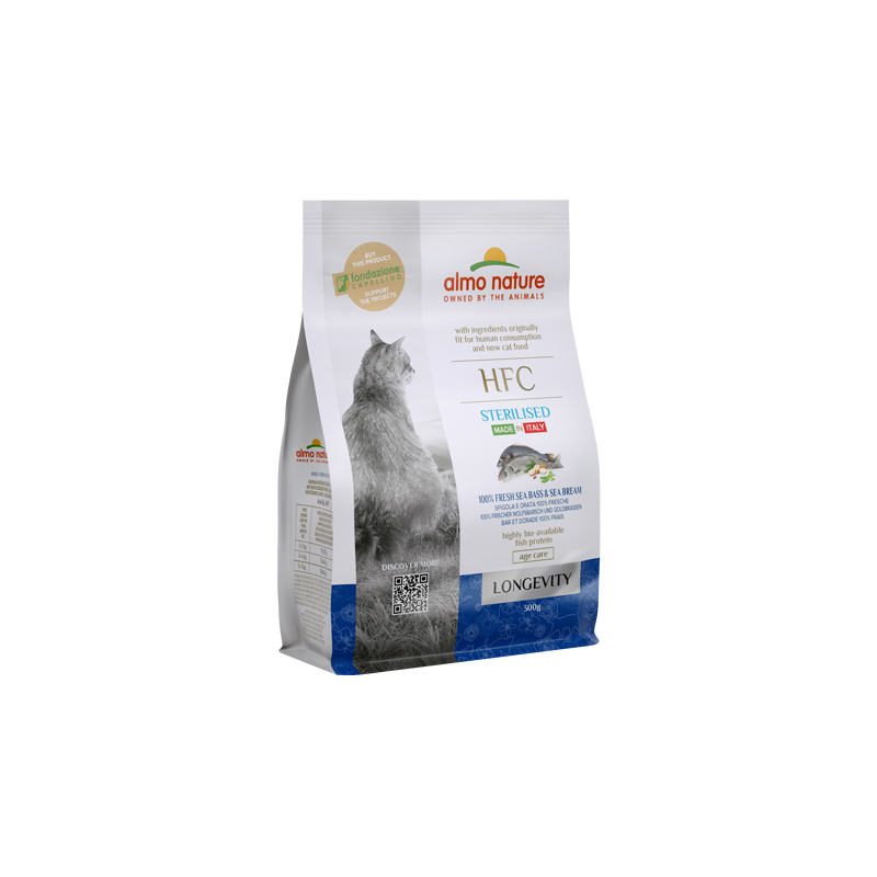Almo Nature HFC Longevity Adult Dry Cat Food With Sea Bass and Sea Bream, 300g
