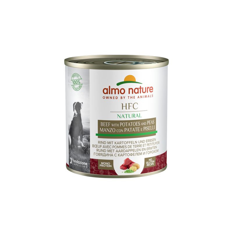 Almo Nature HFC natürliches Hundefutter in Dosen mit Rindfleisch, Kartoffeln und Erbsen, 280 g