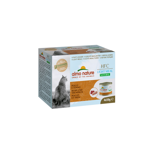 Almo Nature HFC Natural Light Meal Mega Pack Wet Cat Food With Chicken and Tuna, 4x50g