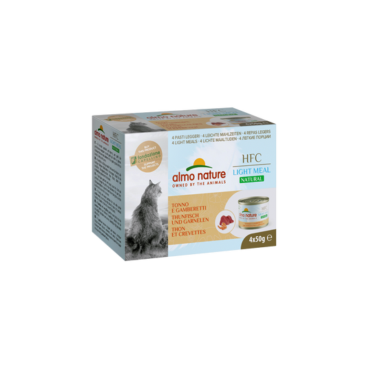 Almo Nature HFC Natural Light Meal Mega Pack Wet Cat Food With Tuna And Shrimps, 4x50g