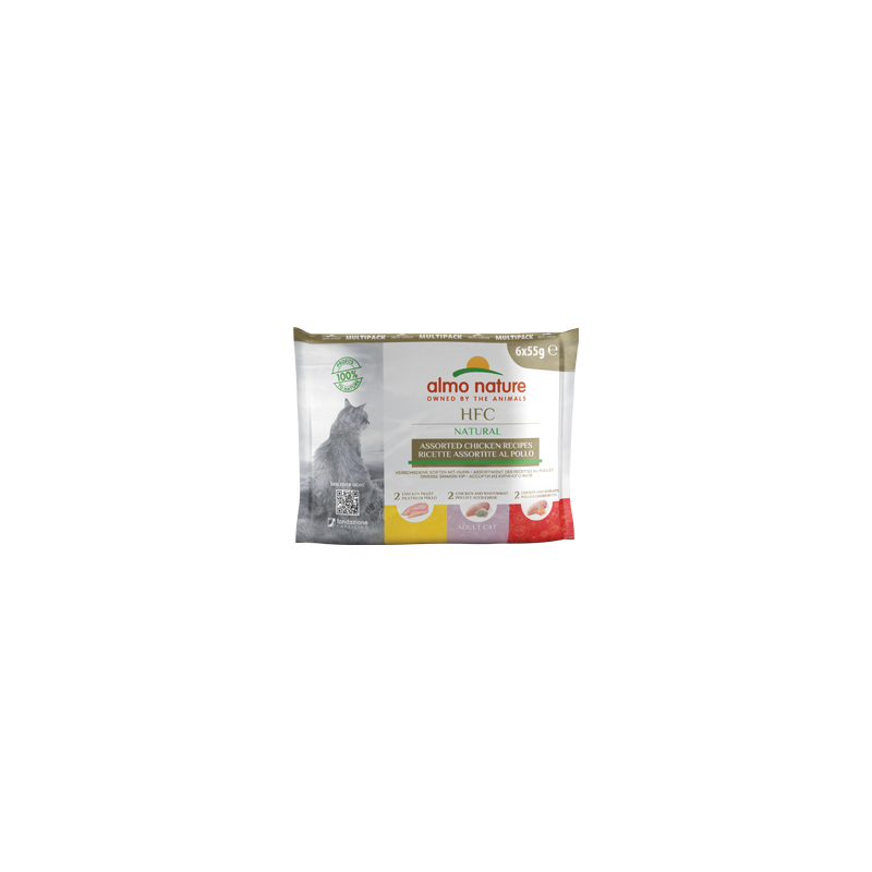 Almo Nature HFC Natural Wet Cat Food Multipack Assorted With Chicken, 6x55g