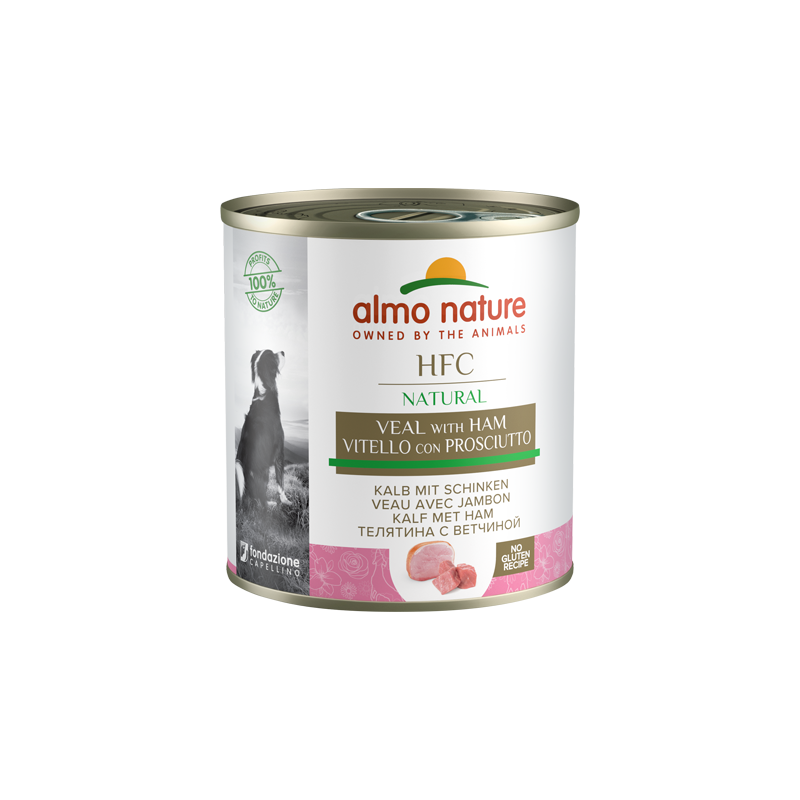 Almo Nature HFC NATURAL Dosenfutter für Hunde Kalbfleisch mit Schinken, 280 g