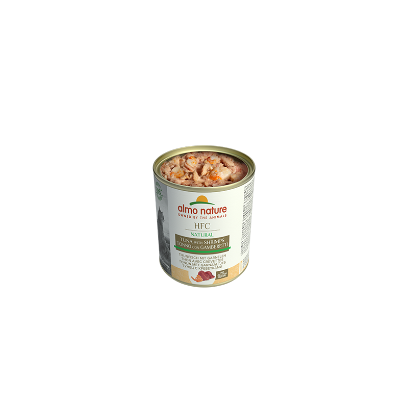 Almo Nature HFC Natural Mitrā barība kaķiem ar tunci un garnelēm, 280g