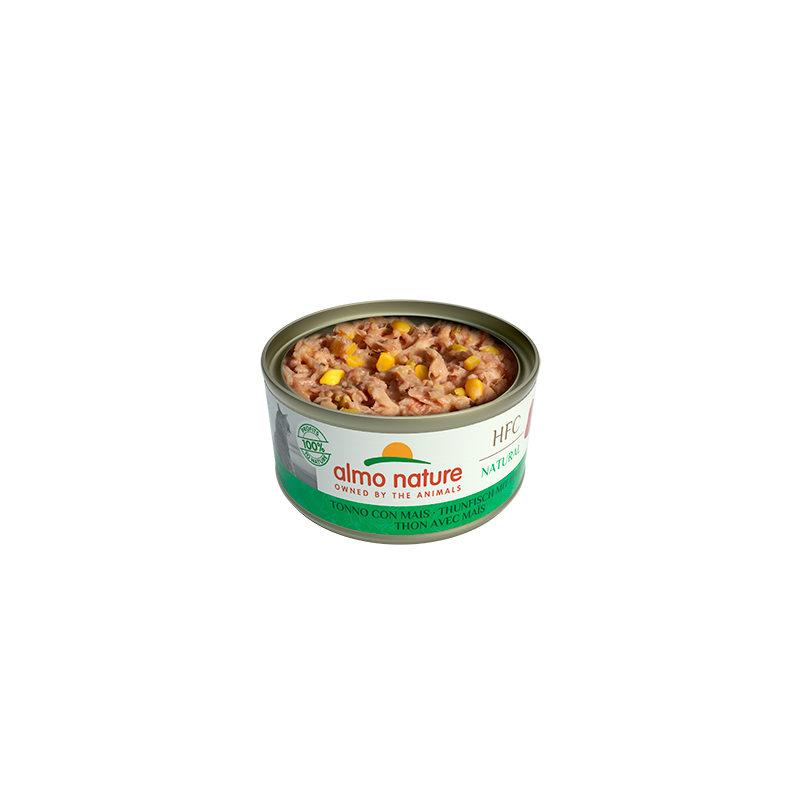 Almo Nature HFC NATURAL Nourriture humide pour chats au thon et au maïs sucré, 70 g