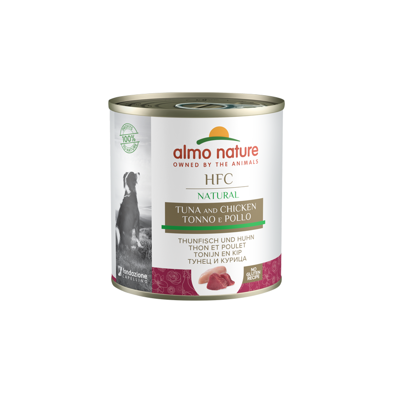 Almo Nature HFC NATURAL Dosenfutter für Hunde mit Thunfisch und Huhn, 280 g