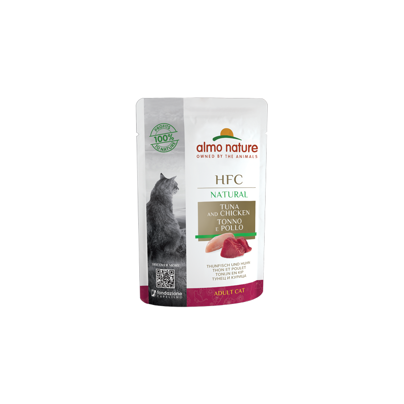 Almo Nature HFC Natural Wet Cat Food With Tuna and Chicken, 55g