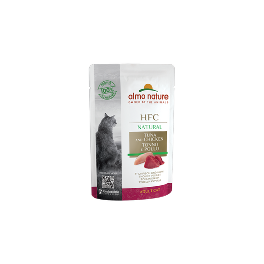 Almo Nature HFC Natural Wet Cat Food With Tuna and Chicken, 55g