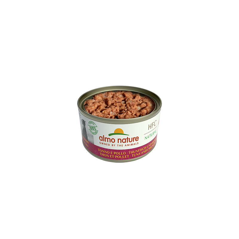 Almo Nature HFC Natural Canned Dog Food For Dogs With Tuna and Chicken, 95g x 12