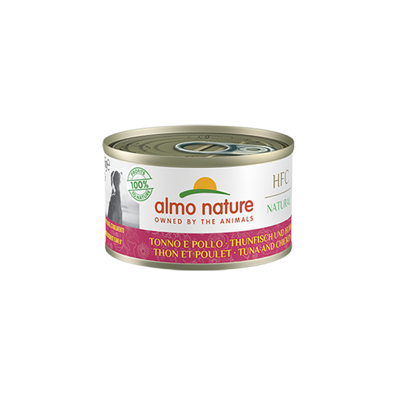 Almo Nature HFC Natural Canned Dog Food For Dogs With Tuna and Chicken, 95g x 12