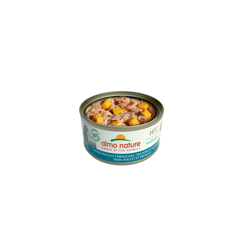 Almo Nature HFC NATURAL Wet Cat Food With Tuna, Chicken and Cheese, 70g