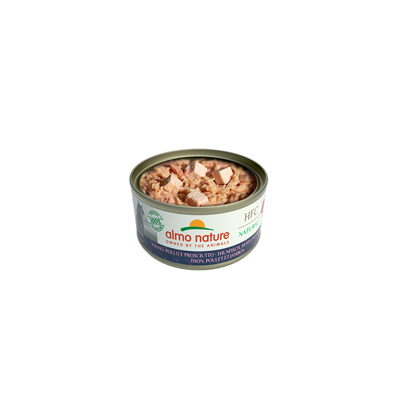 Almo Nature HFC NATURAL Wet Cat Food With Tuna, Chicken and Spinach, 70g