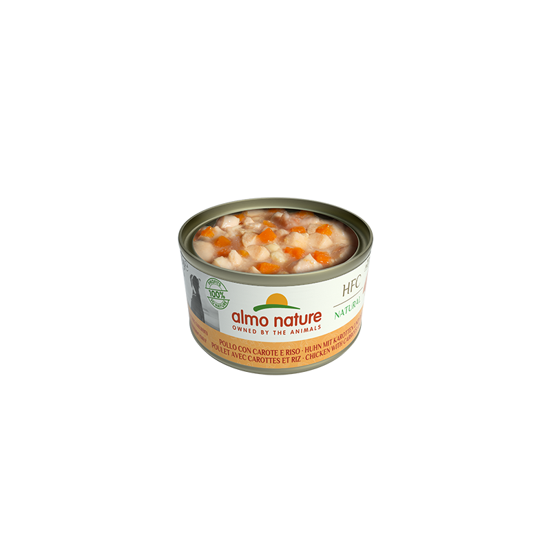 Almo Nature HFC natürliches Dosenfutter für Hunde mit Huhn, Karotten und Reis, 95 g